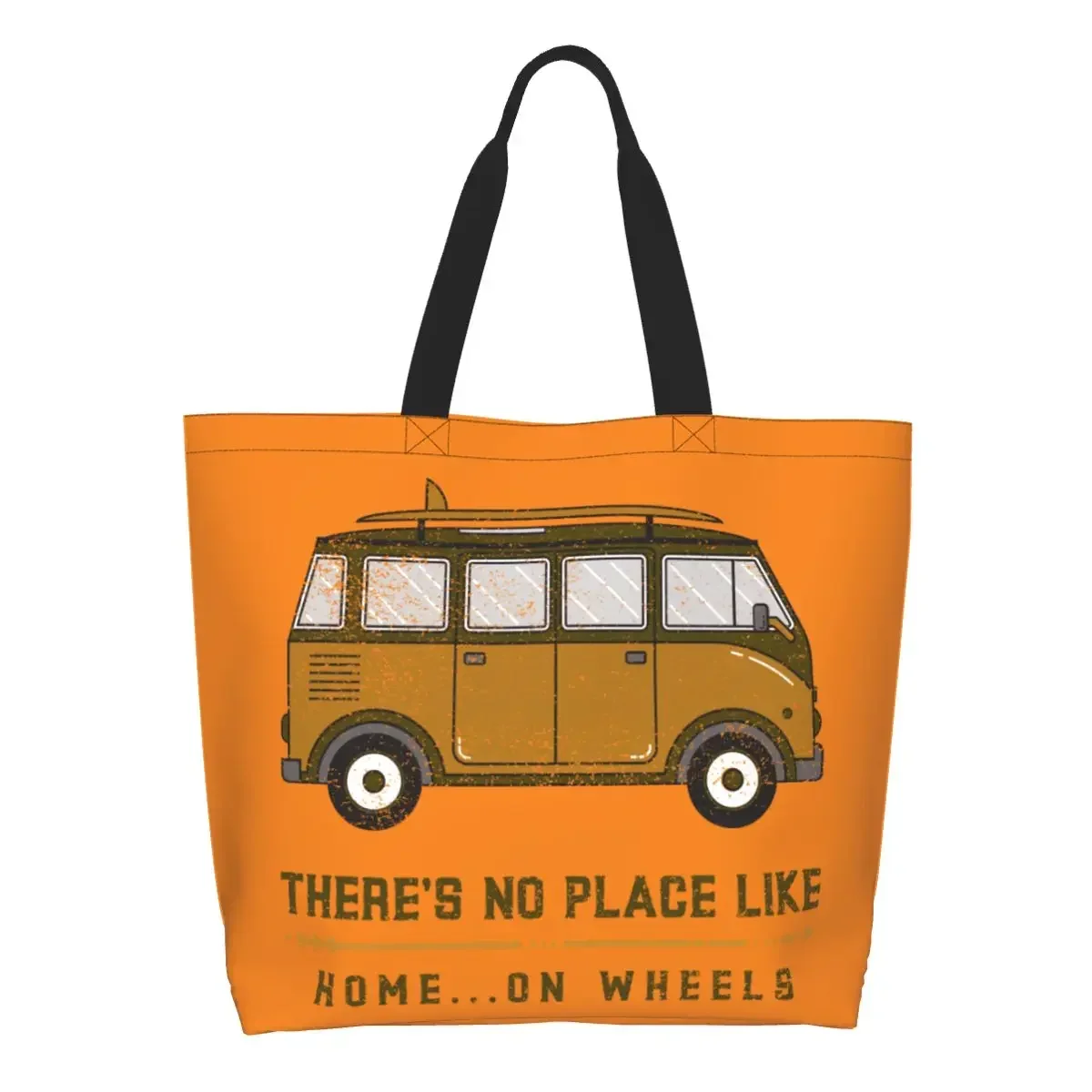 Camping Campers Quote Groceries Shopping Bags Canvas Shopper Shoulder Tote Bag Big Capacity Portable Adventure Car Handbag