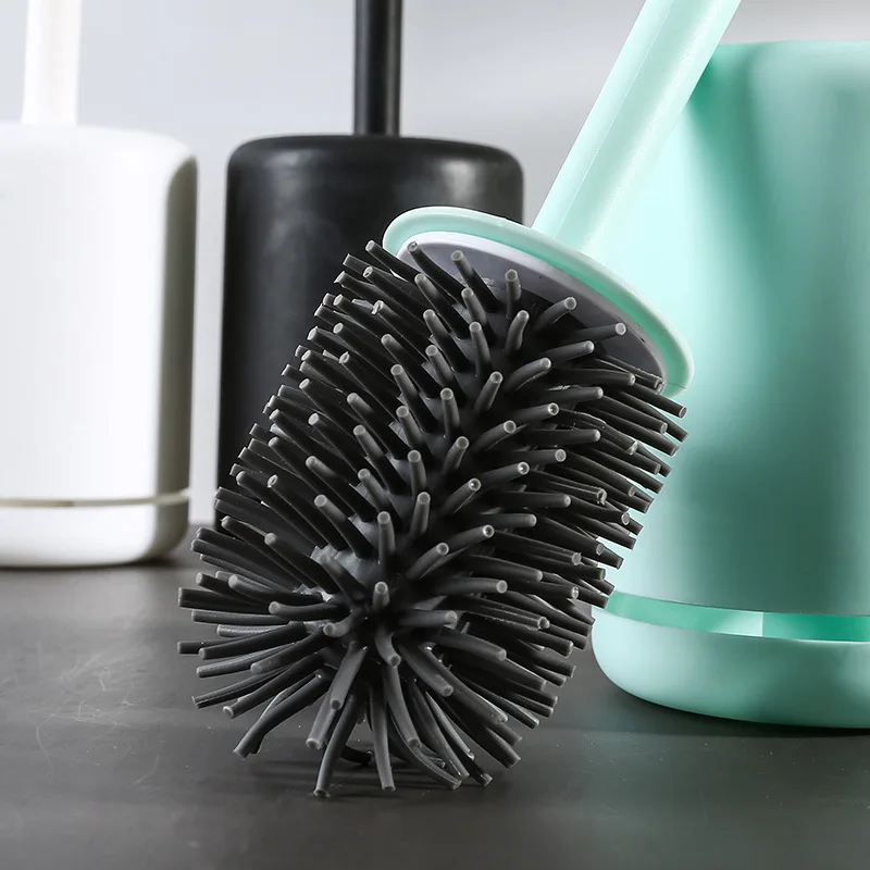 WIKHOSTAR Toilet Brush Silicone Toilet Quick Drying Cleaning Brush Wall Mount Gap Brush with Holder Tool Bathroom Accessories