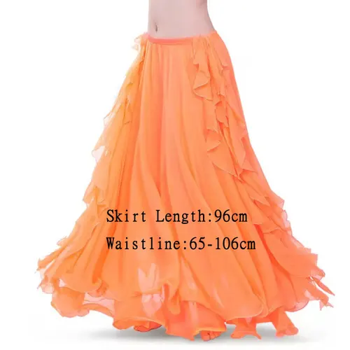 Imagen 2 del producto Faldas de danza del vientre de color azul real, falda Oriental de traje de danza del vientre con doble aberturas altas para mujer, falda larga de danza del vientre