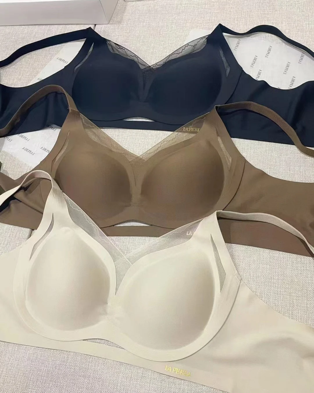 Lap bra light and thin fixed 3D water drop cup high elastic breathable underwear solid color versatile without steel ring breast