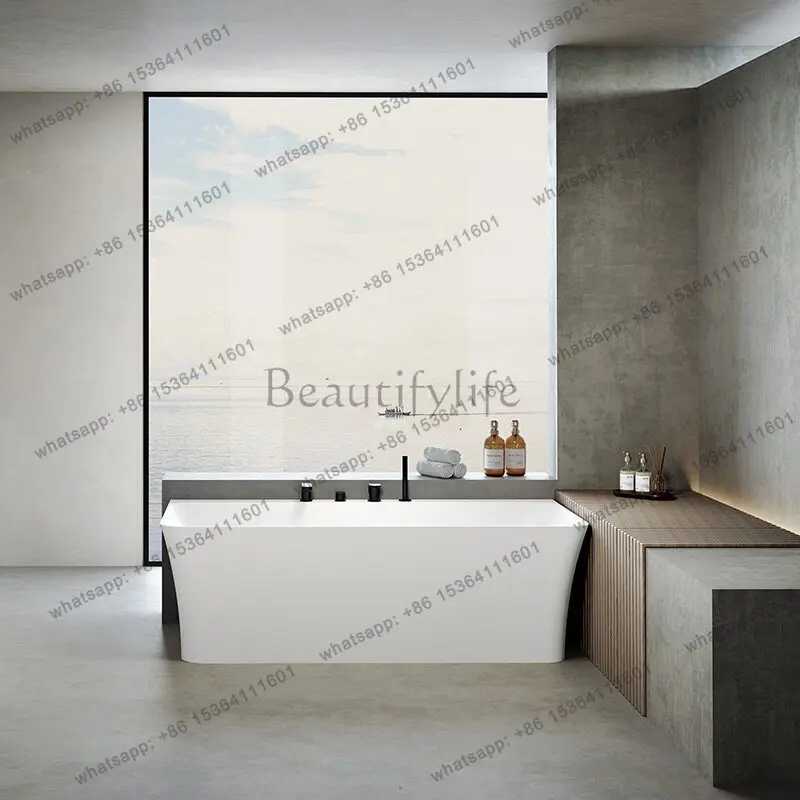Square artificial stone independent household small apartment bathroom integrated bathtub