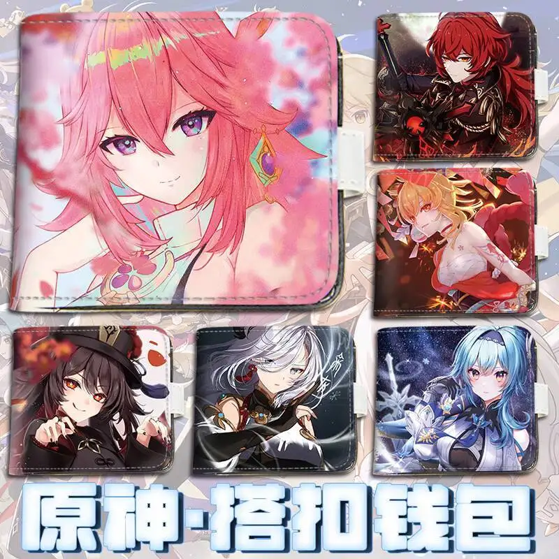 

Genshin Impact Anime Wallet Short Version Merchandise Two-Dimensional Yae Miko Hu Tao Gan Yu Diluc Shenhe Yura Xiao Palace Ani