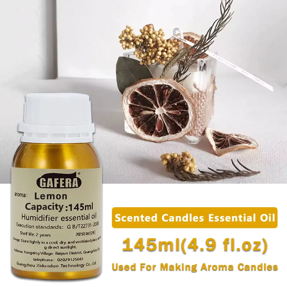 GAFERA 145ml (4.9 fl.oz) Aceites Esenciales de Limón y Opio Negro - Para Hacer Velas de Aromaterapia, Jabones Artesanales y Humidificadores