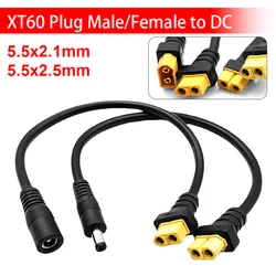 Plug Male\Female Battery To DC 5.5*2.1mm 5.5*2.5mm XT60 Connector Cable Dual Extension 14AWG Silicone Wire for RC Battery Motor