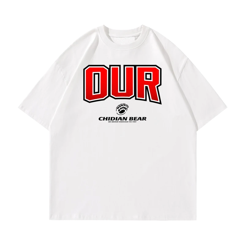 Vayrich Brand 100% Cotton Original Summer Streetwear Hip Hop Tees OUR Chidian Bear Print Unisex College Casual T-Shirt