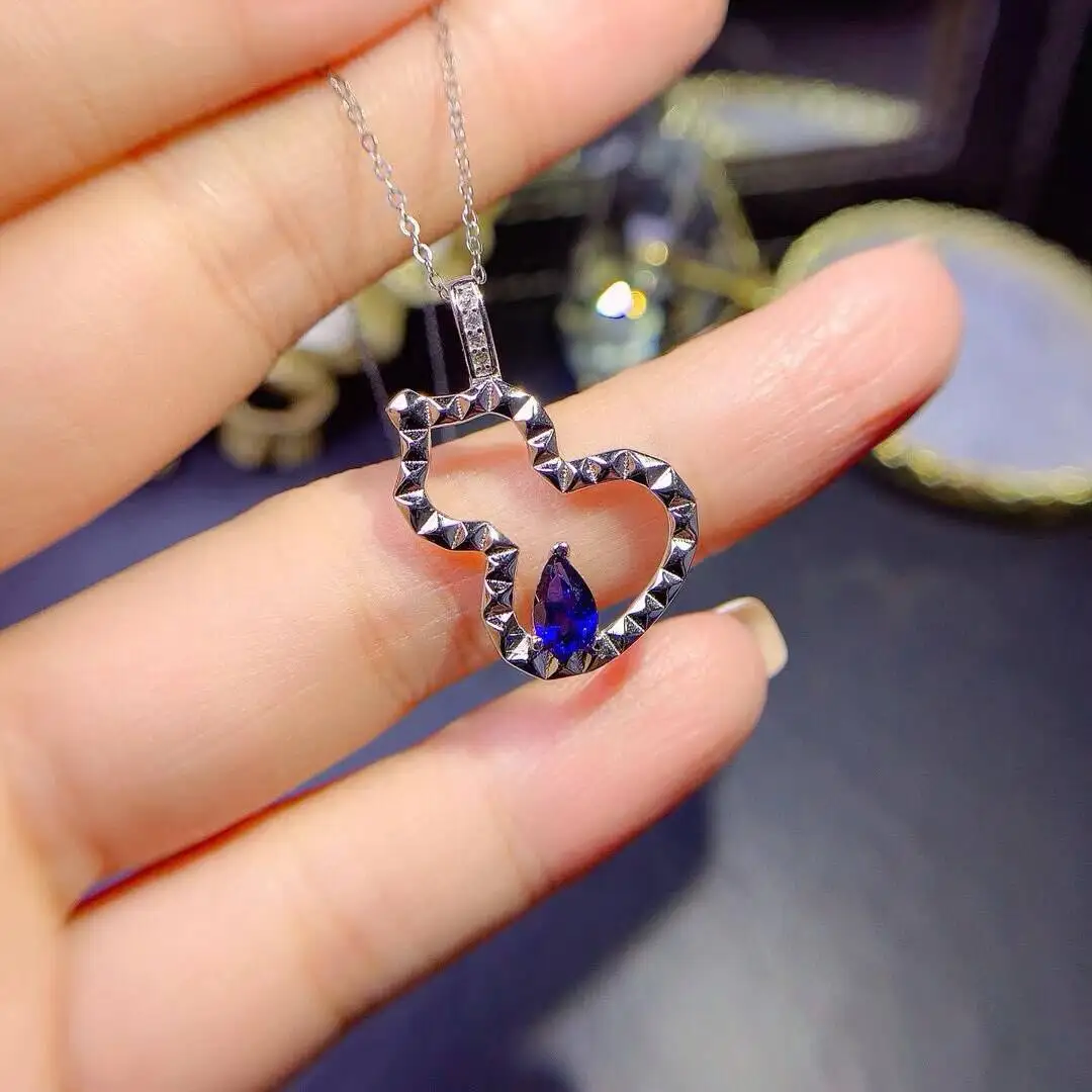 

KJJEAXCMY New style Jewelry Natural Women's Sapphire Pendant 925 silver inlay Brilliant colors High clarity supports detection