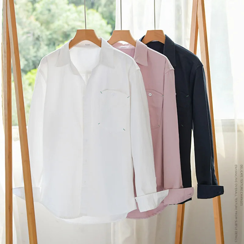 

Men's Long Sleeve Cargo Shirt With Chest Pocket Casual Wear Loose Shirt Twill Pure Cotton Antique Button Down Man Workwear Shirt