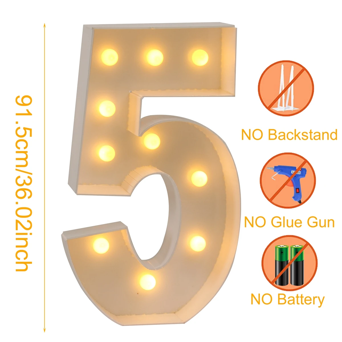 91,5 cm gigantische led-licht verjaardagsnummer figuur 1e verjaardag jubileum bruiloft baby shower decor 30 40 50 verjaardag nummerframe - afbeelding 1