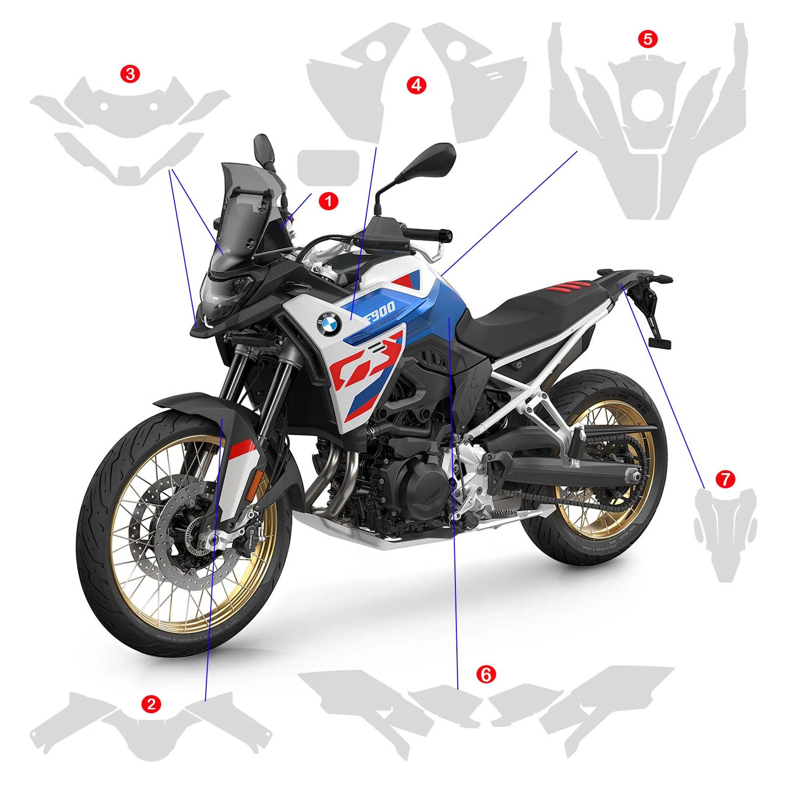 For BMW F900GS F 900 GS F900 GS 2024 PPF Motorcycle Accessories TPU Paint Protection Fairing Protection Clear Anti-scratch Film