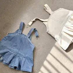 Robe en fibre Denim pour bébé fille de 0 à 24 mois, tenue de princesse, à bretelles solides, nouvelle collection printemps 2024