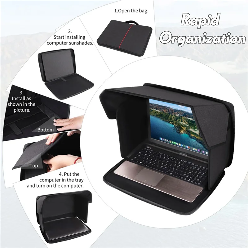 

Portable Notebook Sun Shade Foldable Laptop Bag Privacy Screen Hood Outdoor Work For Computer Sunshade