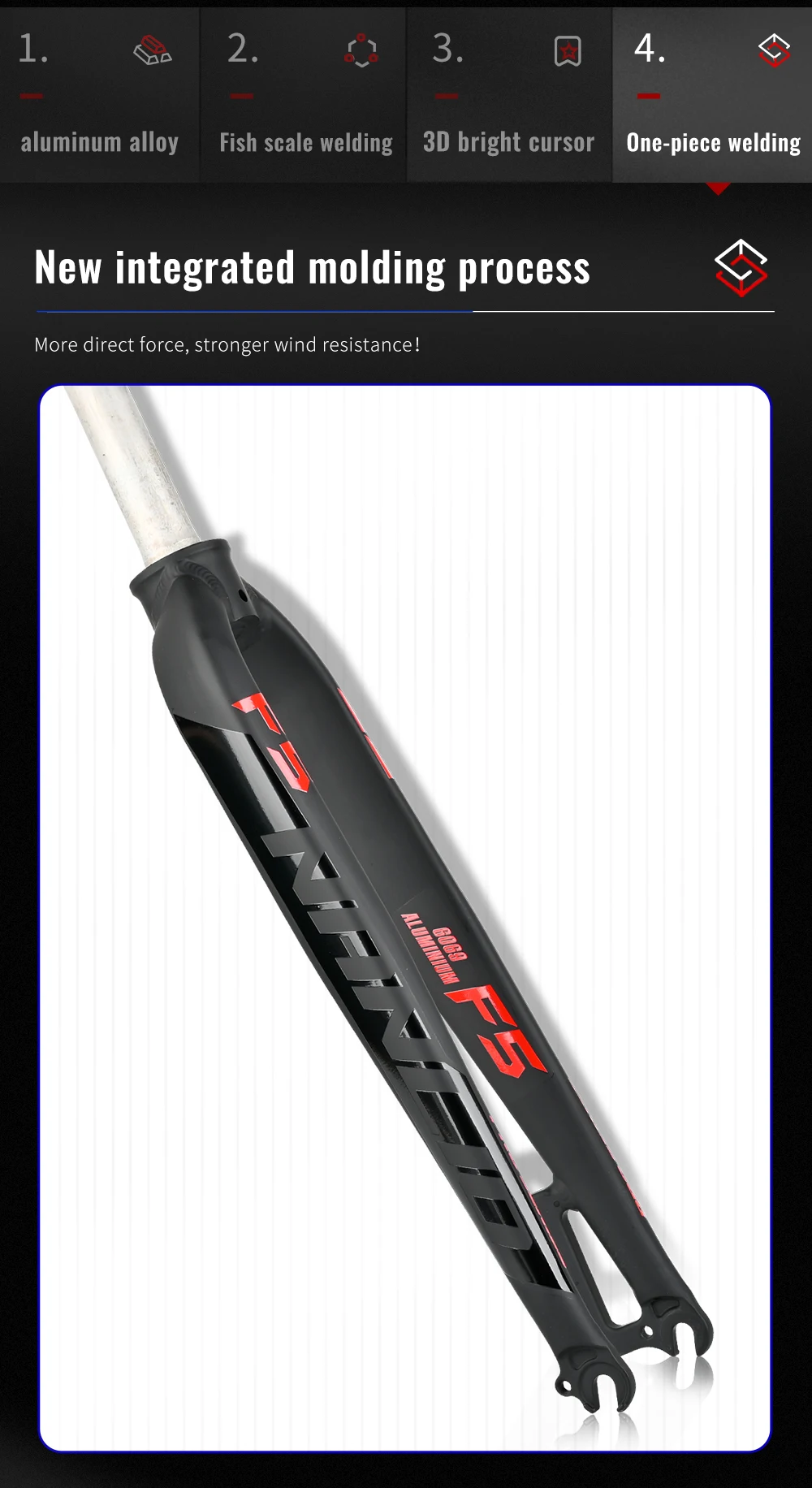 Nanlio F5 matte starre Gabel fit 1/26/27/29 Zoll Aluminium legierung Mountainbike Gabel gerades Rohr 28,6mm a-Säule MTB harte Gabel – Detail 9