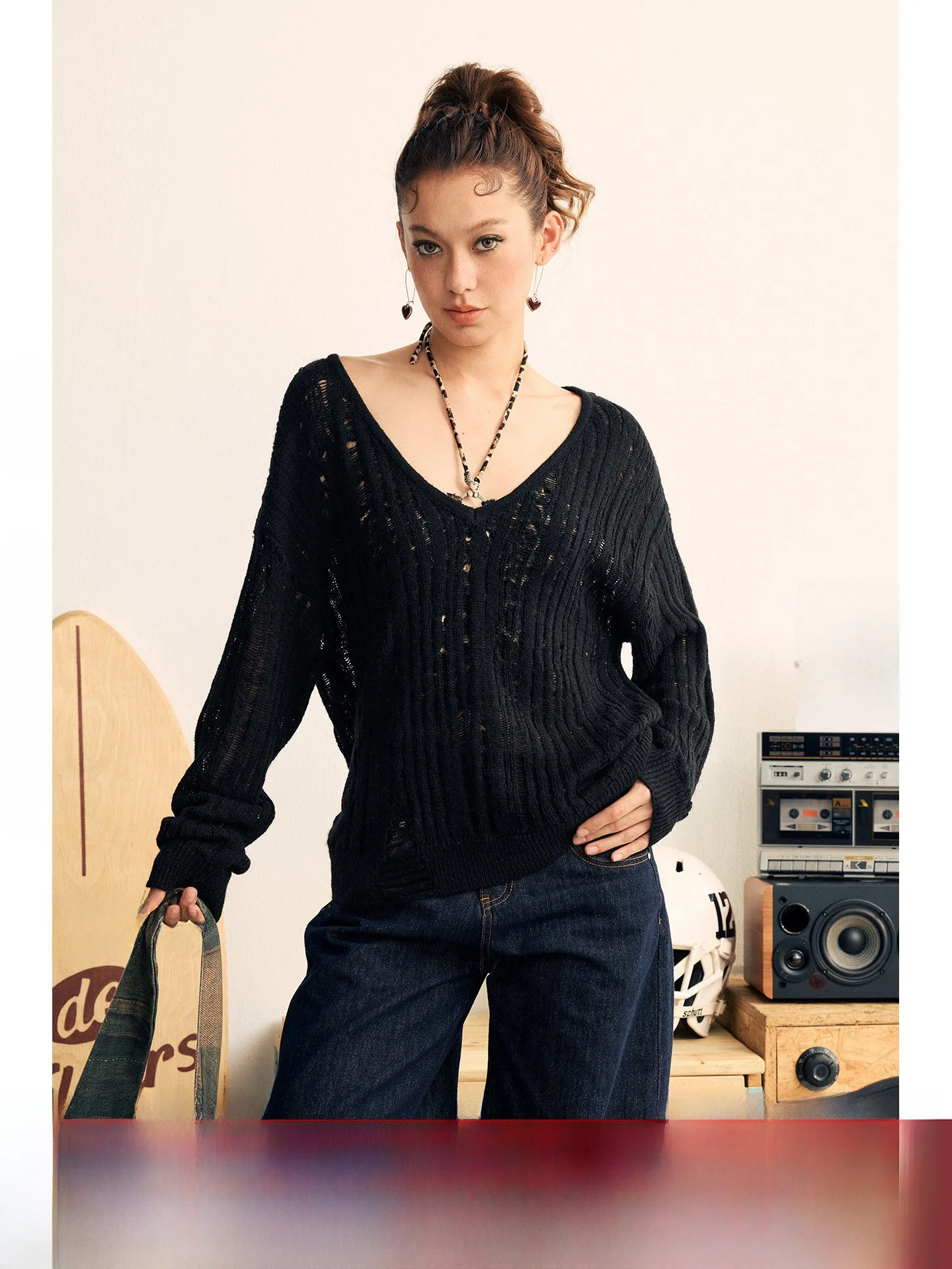 

Комплект BeerBro Spicy Girl Festival: свитер с длинными рукавами и топ с открытыми плечами, свободный крой, весенняя молодежная модная футболка