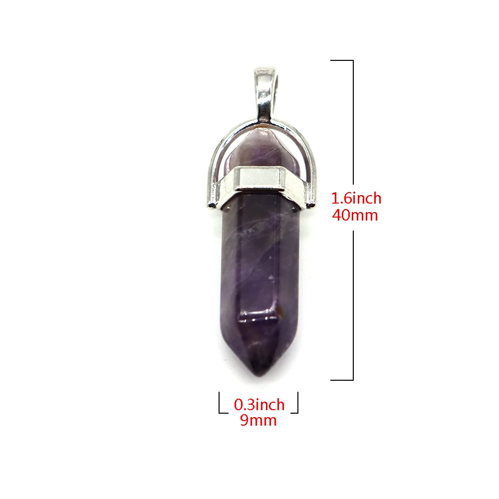 Natural Stone Hexagonal Column Quartz Pendant Necklaces Healing Crystal Amethyst Lapis Lazuli Fashion Gem Jewelry Gift Wholesale