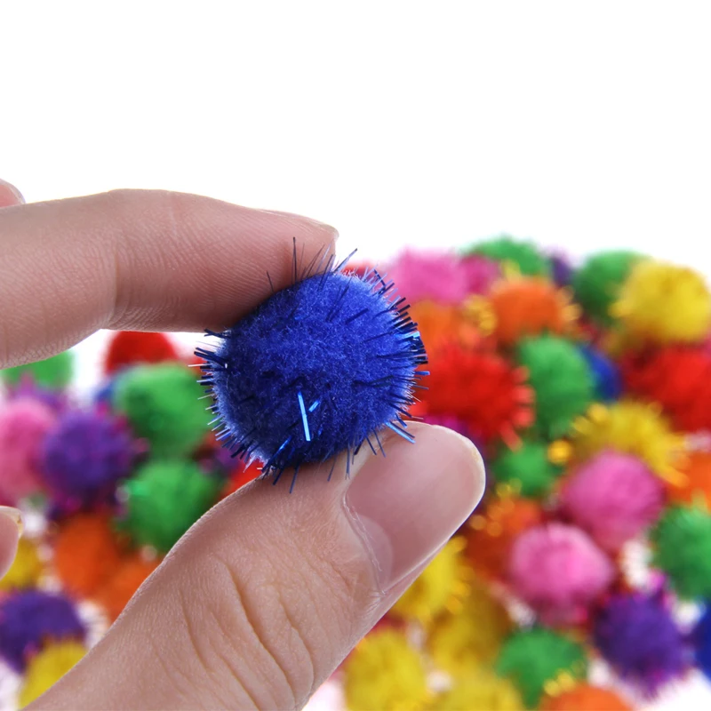 100 unidades coloridas mini brilhantes bolas ouropel pequena bola pom para brinquedos gato