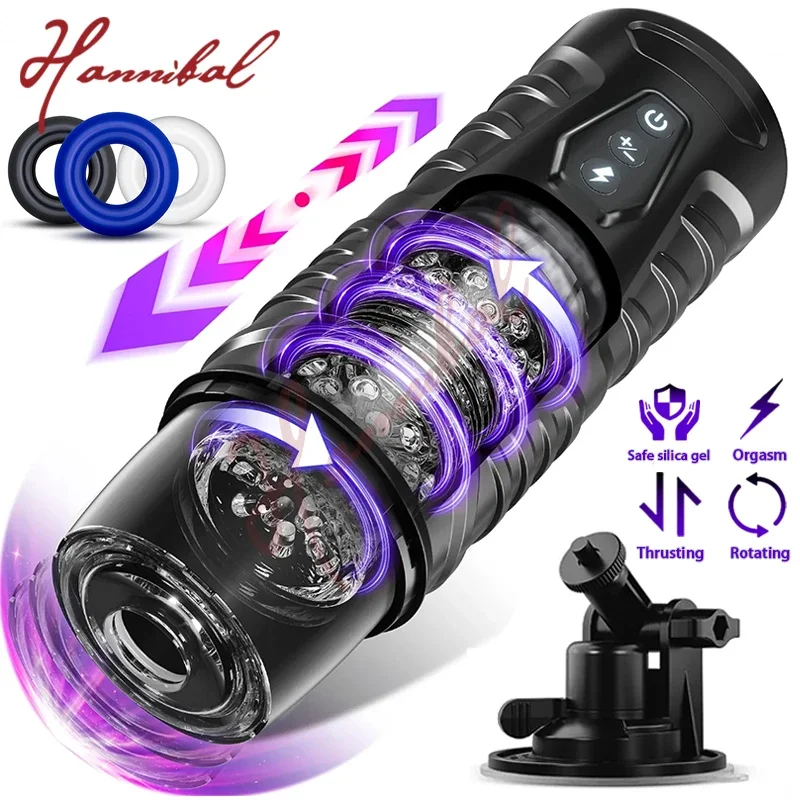 

Hannibal automatic male masturbator 7 thrusting rotating modes mascubator Cup electric pocket pussy penis sex toy for men