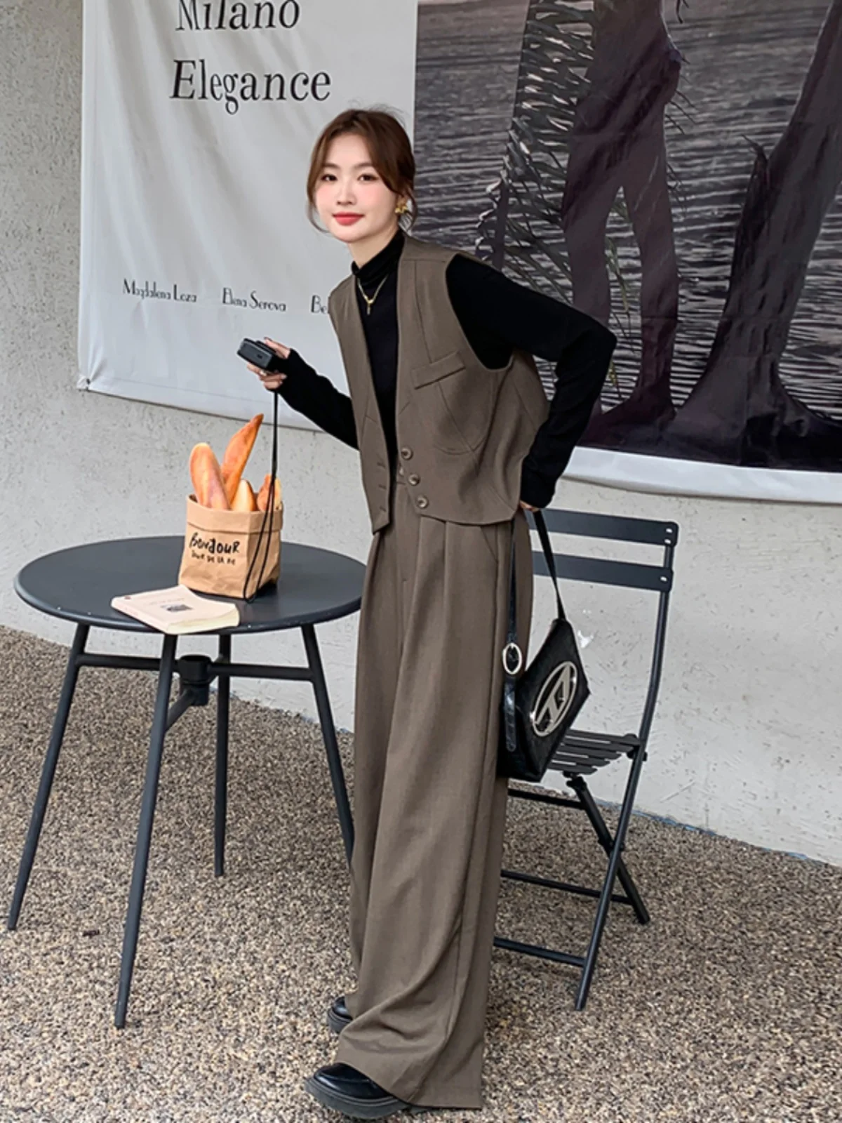 

Spring Autumn 2026 New Salt Series Light Maturi Sle Suit Vest Set Women's Ele Casual T-irt Wide Leg Pants Tee-Pie...