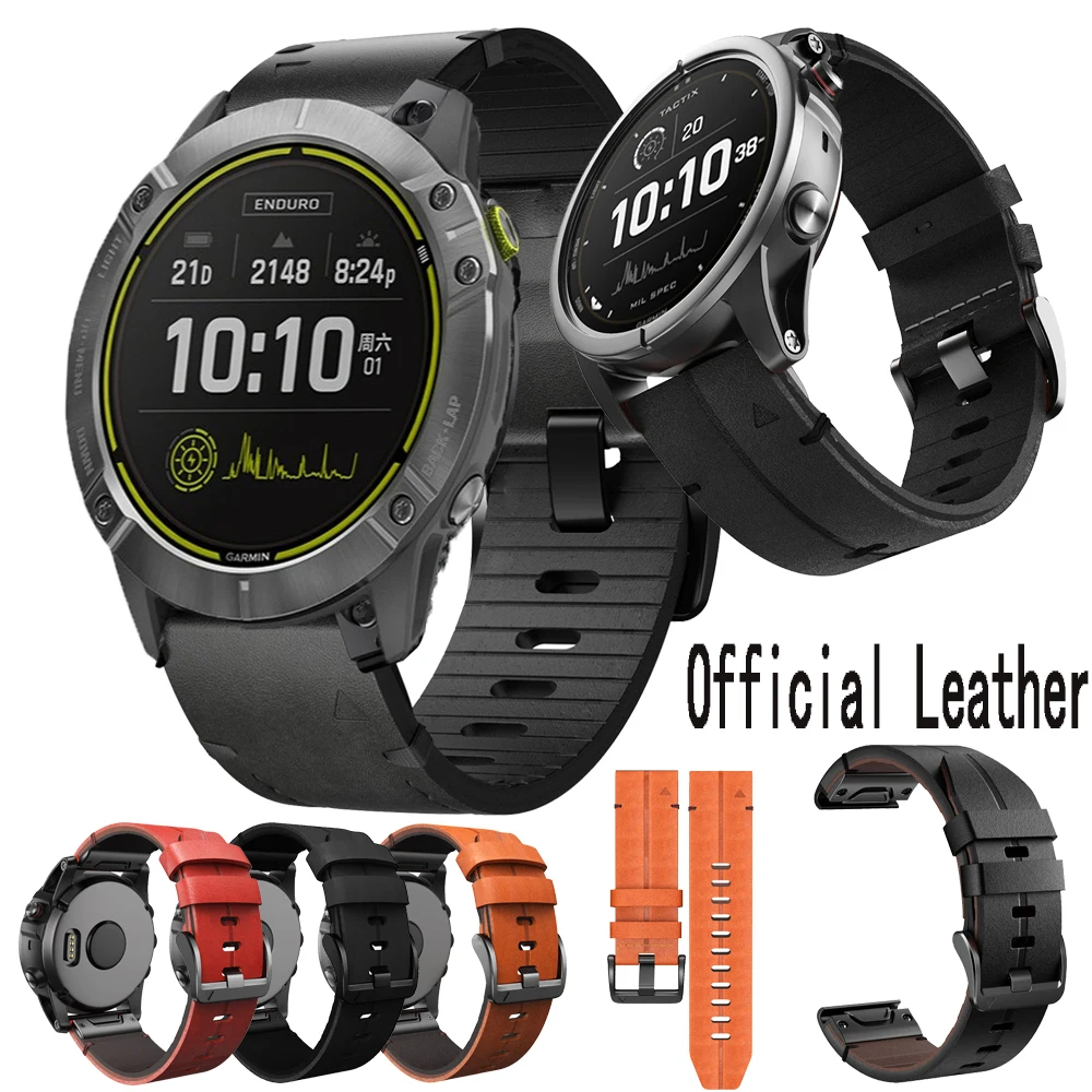 

Кожаный браслет для Garmin Fenix 7 7X 6 6X Pro 5 5X Plus epix Pro 47 мм Forerunner 935 Quatix 5 6 7 Por 22 26 мм