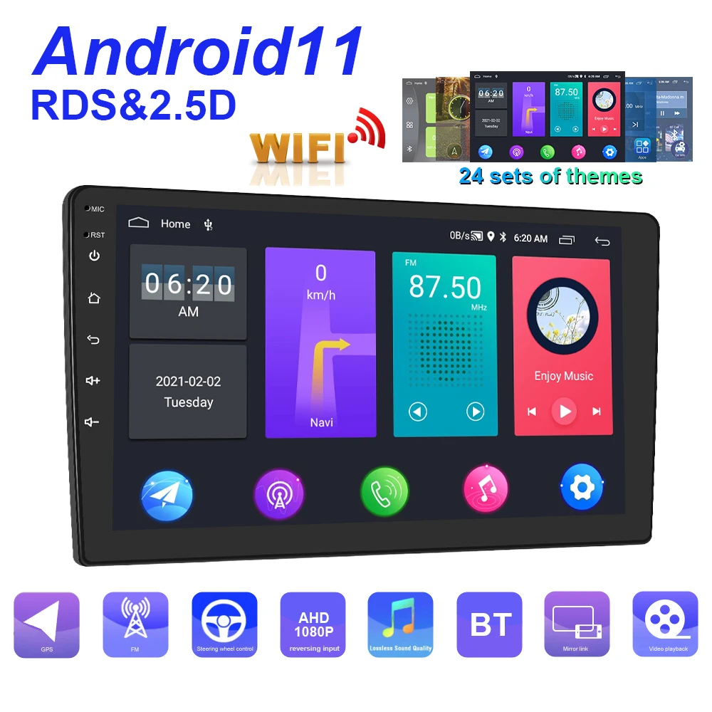 Podofo 2din GPS Car Stereo Radio Android 11 Bluetooth FM WIFI Car MP5 Player 9inch For Universal Ford Nissan Toyota Kia Hyundai