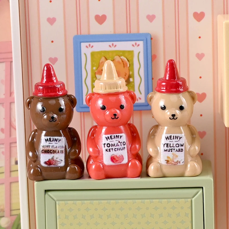 ขวดแยมหมีน้อยจำลอง 10 ชิ้น ขนาด 1/12 สำหรับตกแต่งบ้านตุ๊กตา ของเล่นเสริมสร้างจินตนาการ