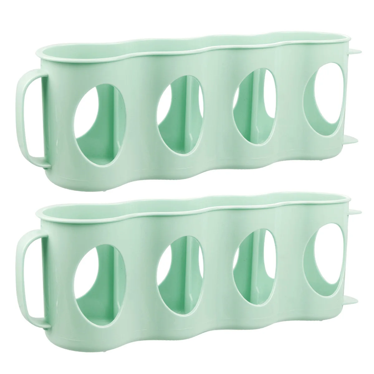 2 قطعة 4 أقسام سحب يدوي نوع منظم صندوق تخزين بلاستيكي للثلاجة واضح ناعم لامع لا نتوءات #6