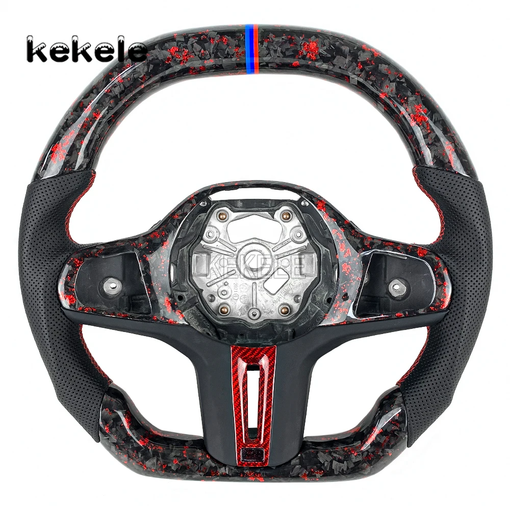 

For BMW G Chassis F35 F10 F18 F09 G20 G30 G38 G82 X3 X4 X5 X6 X7 Red Forged Carbon Fiber Steering Wheel Customization