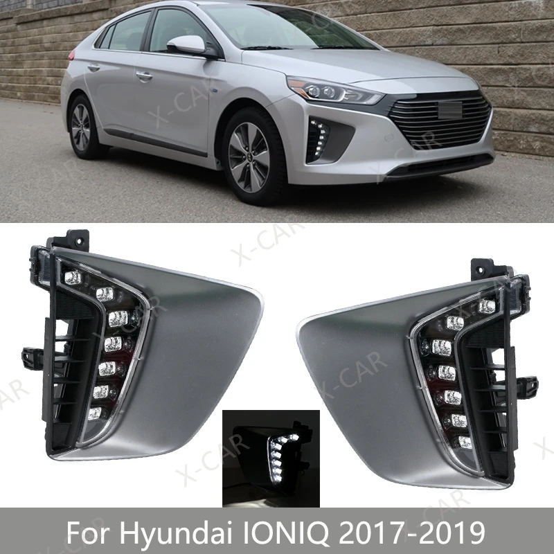

1 пара переднего бампера, светодиодные DRL дневные ходовые огни, дневные фонари для Hyundai IONIQ 2017 2018 2019