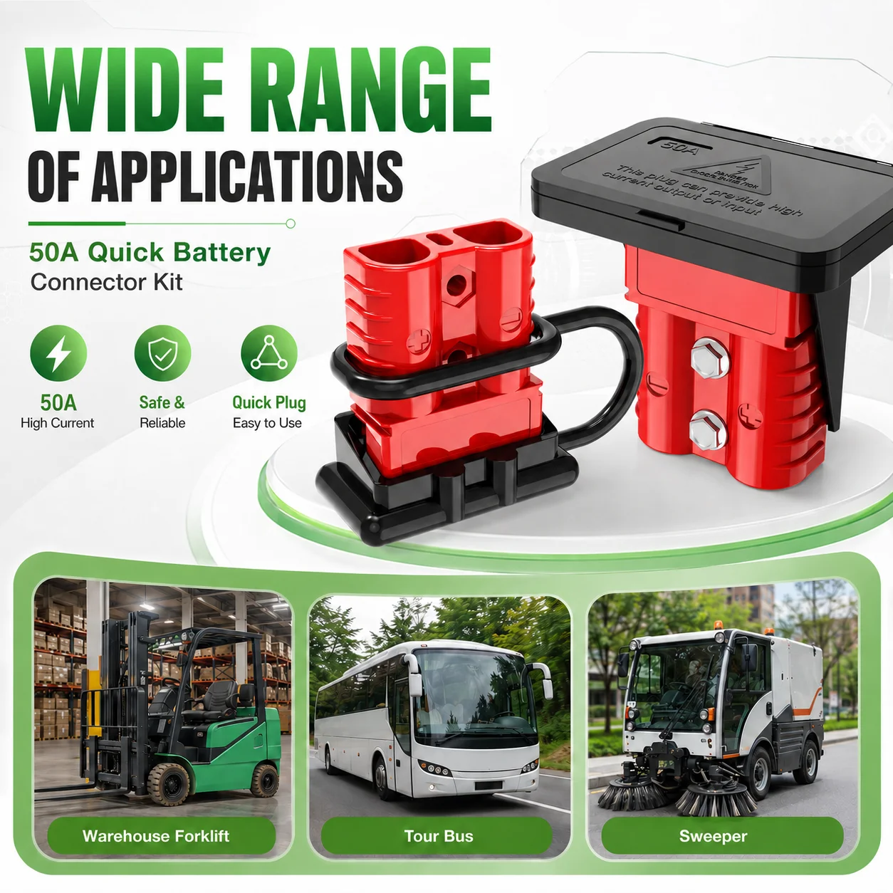Connettore Rapido per Batteria 50A 2/4 Pezzi con Montaggio a Pannello e Copertura Antipolvere Impermeabile per RV, Camion, Verricello