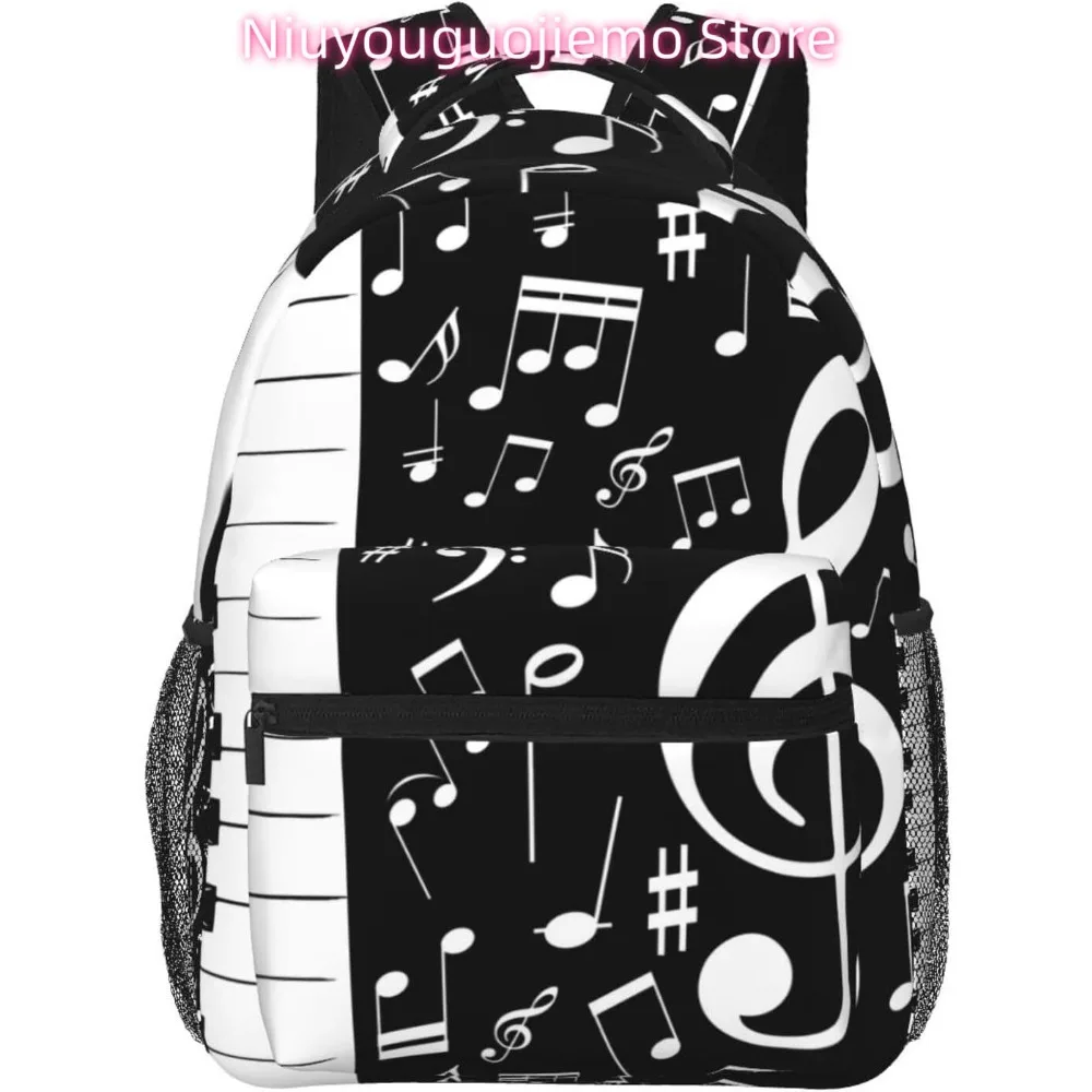 

Cartoon Cute Piano Notes Lightweight Laptop Backpack Lightweight Multipurpose Travel Casual Daypack Unisex College Backapcks for