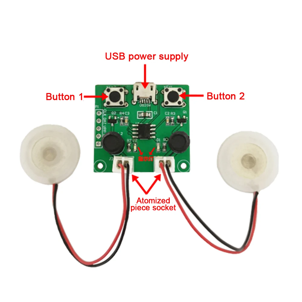 Dual Spray Atomization Module USB Humidifier Driving Circuit Board Atomization Experimental Equipment Ultrasonic DIY Incubation