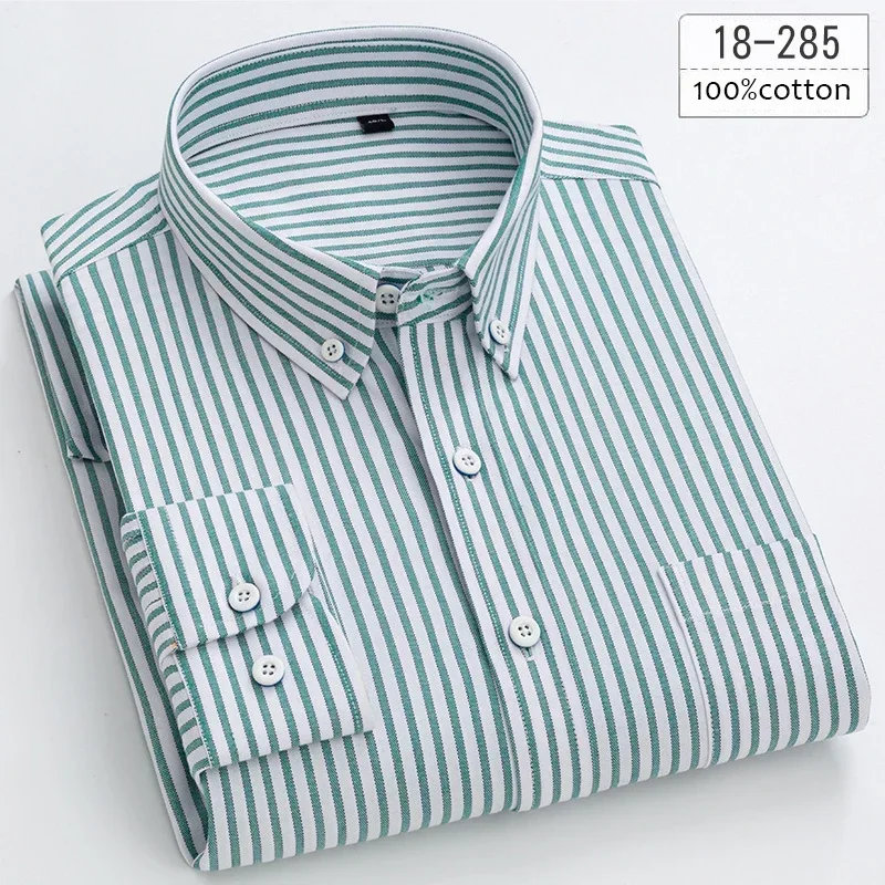 New in shirt Hight qulity 100%cotton long-sleeve shirts for men slim fit causal shirt soft striped plaid white office clothes