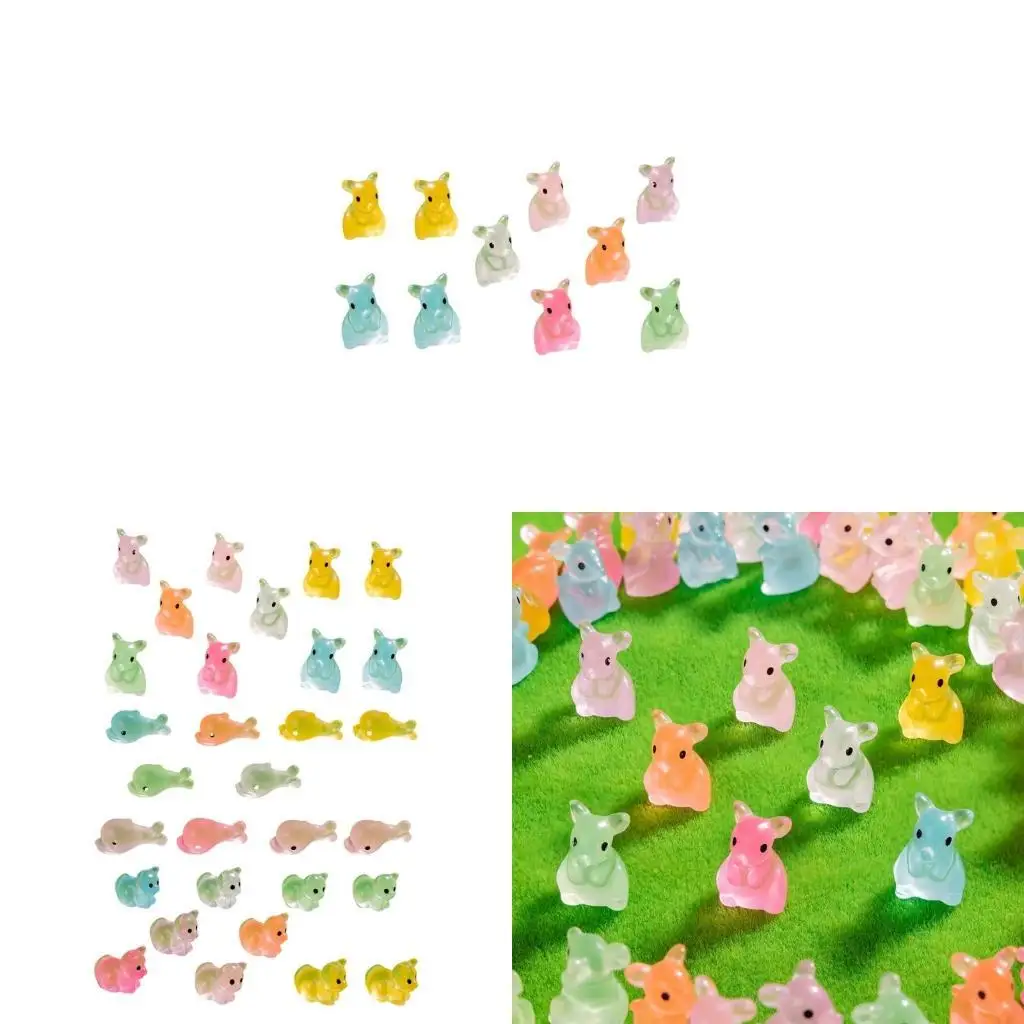 F19B Pack of 10 Colorful Tiny Mouse Figures in Resin for Hair Clip Hair Tie Dollhouses and Garden Embellishments