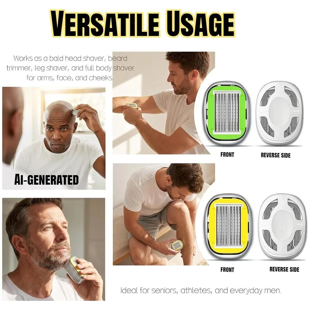 Portable Manual Razor Grooming Tool for Head And Body Hair Wet/Dry Use Low-Friction Barber Blade Shaver with Travel Case Ideal Gift for Men