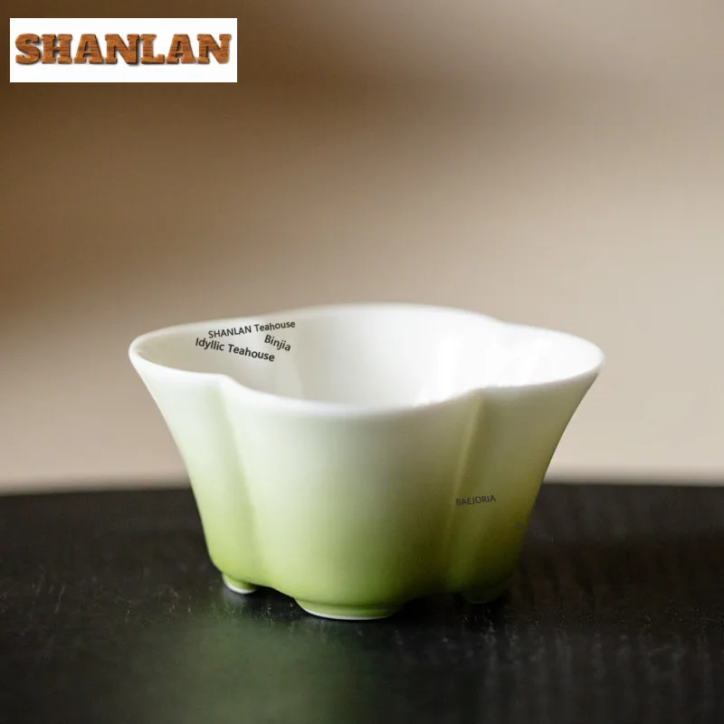40ml Gradient Green Teacup Creative Tea Bowl Single Cups Tea-tasting Meditation Cup Chazhan Master Cups Cha Supplies Collection