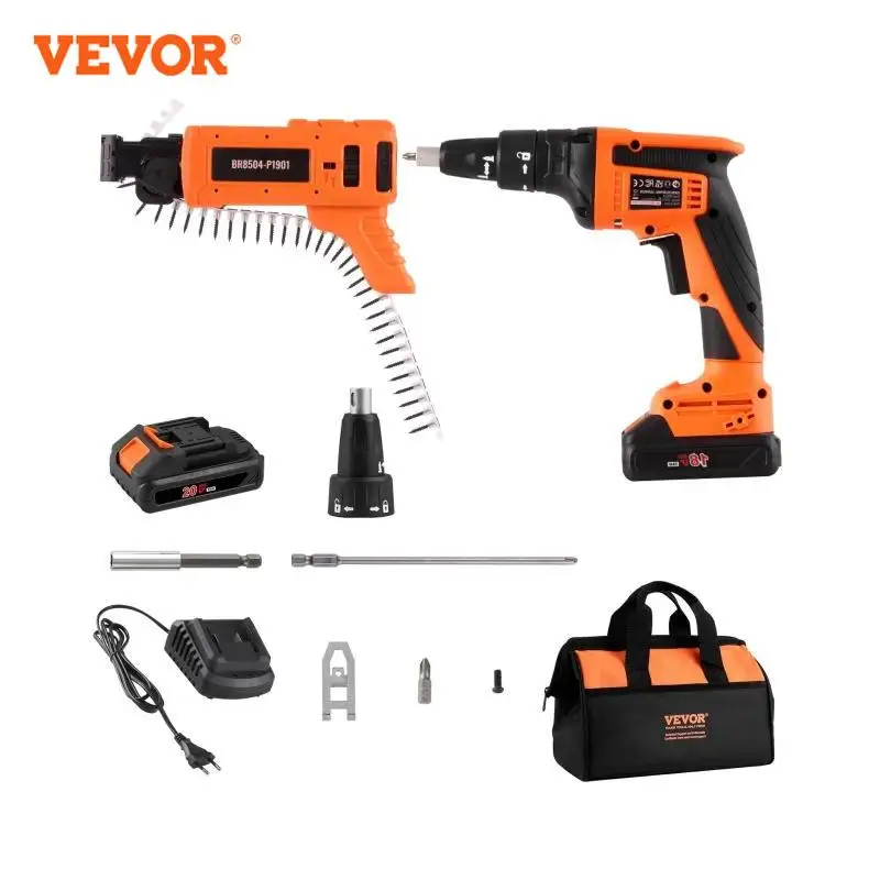 VEVOR-Max Agrupado Drywall Screwgun, Kit sem escova sem fio, 2 Baterias, carregador Belt Clip Tool Bag, 4200RPM, 20V