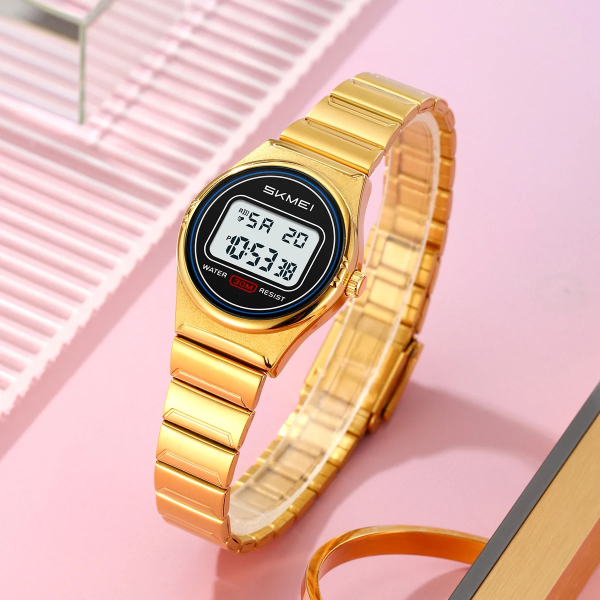 SKMEI Luxury Watches Waterproof Sports Ladies Small Dial Digital Stainless Steel Wristwatches Women Electronics Watch