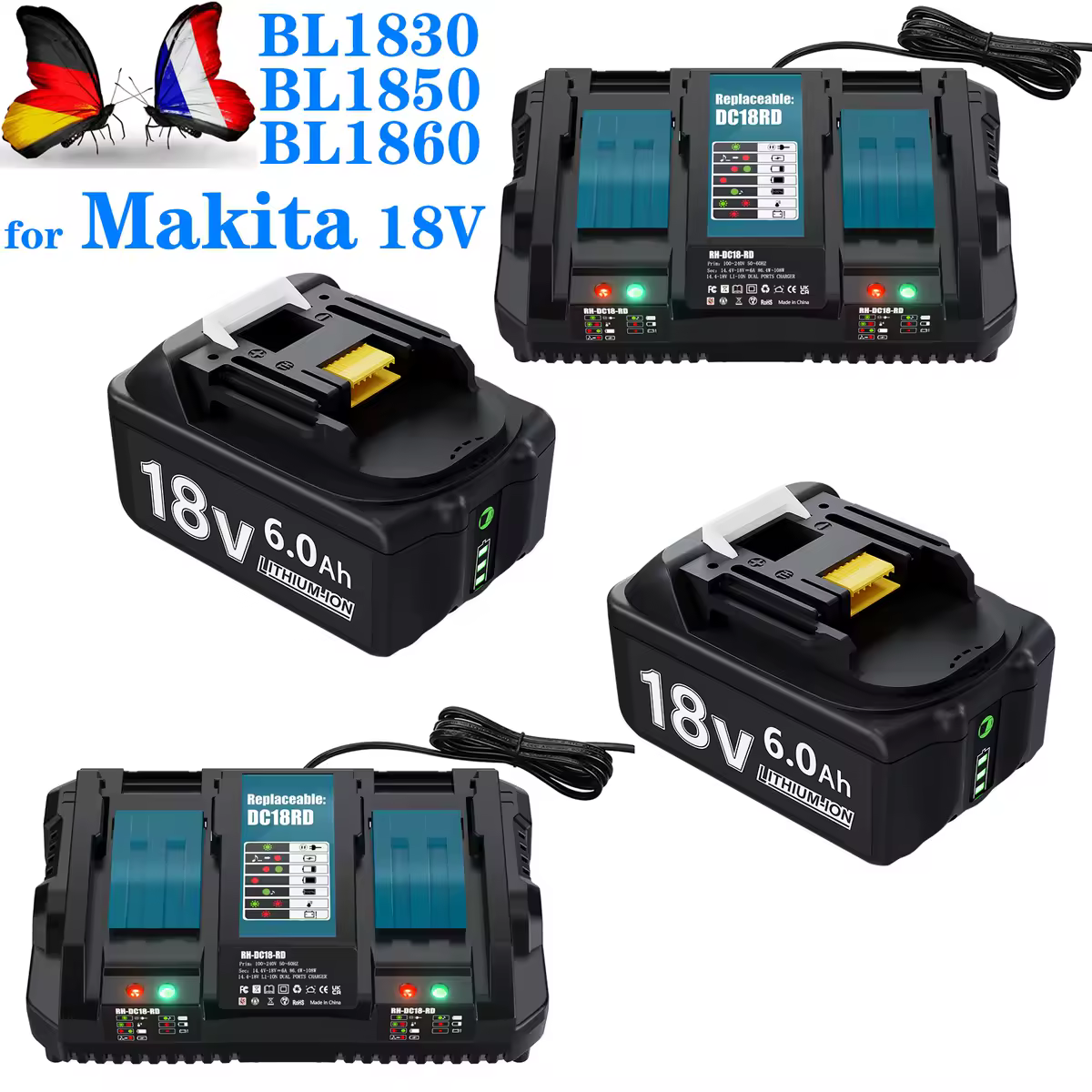 Аккумулятор Makita 18 В 6,0 Ач, замена для BL1860B BL1850B BL1840B BL1830B BL1815B, высокая емкость, длительный срок службы, литий-ионный.