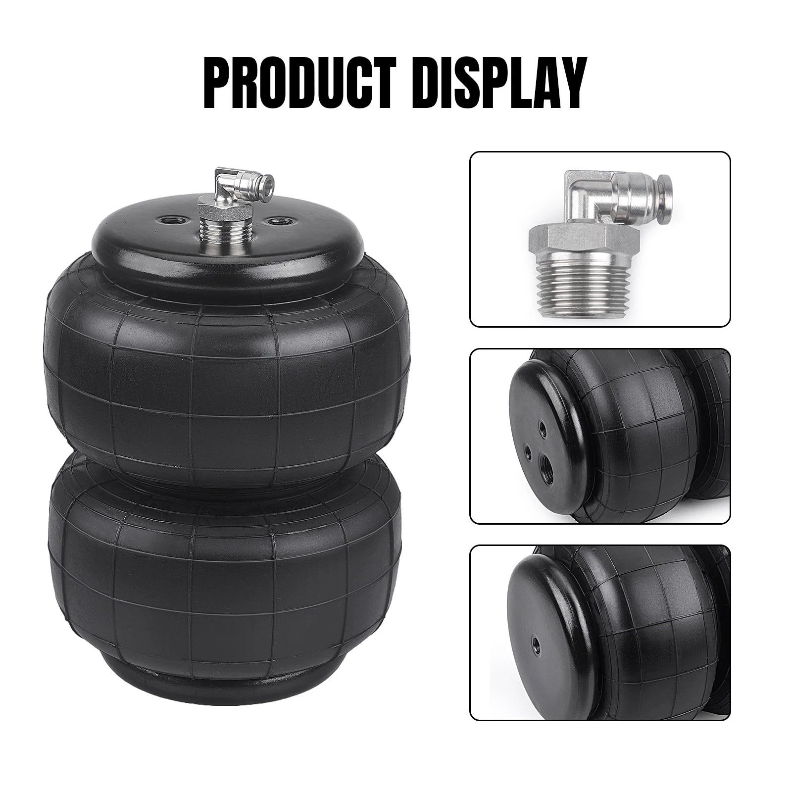 2PCS 2500Ib Air Ride Suspension Air Bags Single Port 1/2\" NPT Front Rear SS304 Rubber Spring G Tooth 1/2 Thread Quick Connector