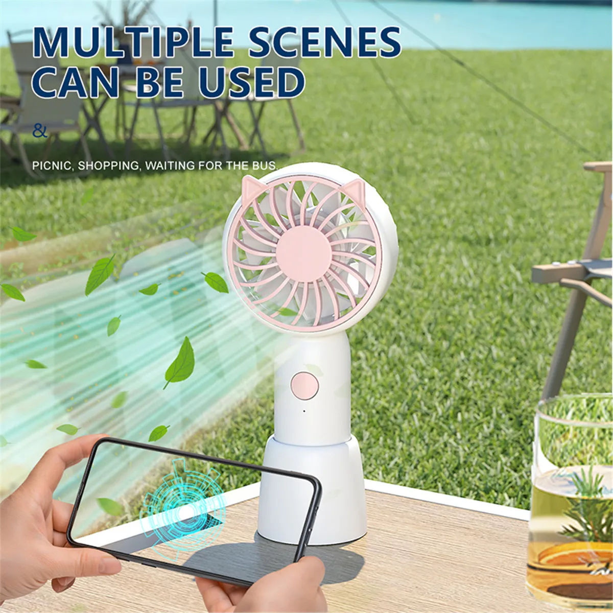 Portable Handheld USB Rechargeable Fan, 3-Speed Adjustment, Mini Size, High Wind Power