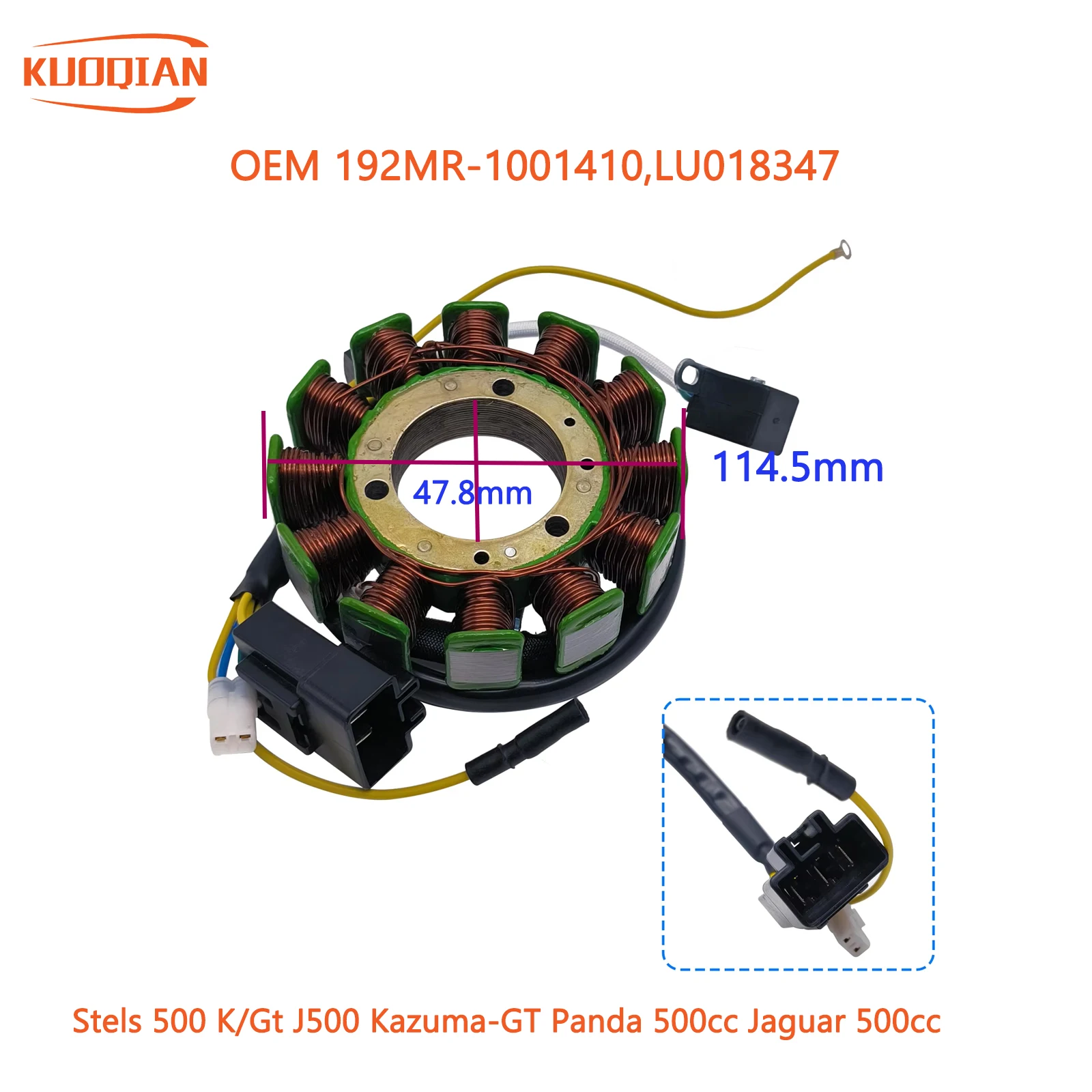 Generator Magneto uzwojenie stojana stele Voor 500 K/Gt J500 Kazuma Jaguar 500cc Panda 500cc 192MR-1001410 LU018347
