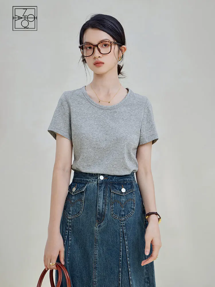 

ZIQIAO Comfortable Four-color Optional Short-sleeved T-shirt for Female New Summer Solid Loose Casual All-match Tops for Women