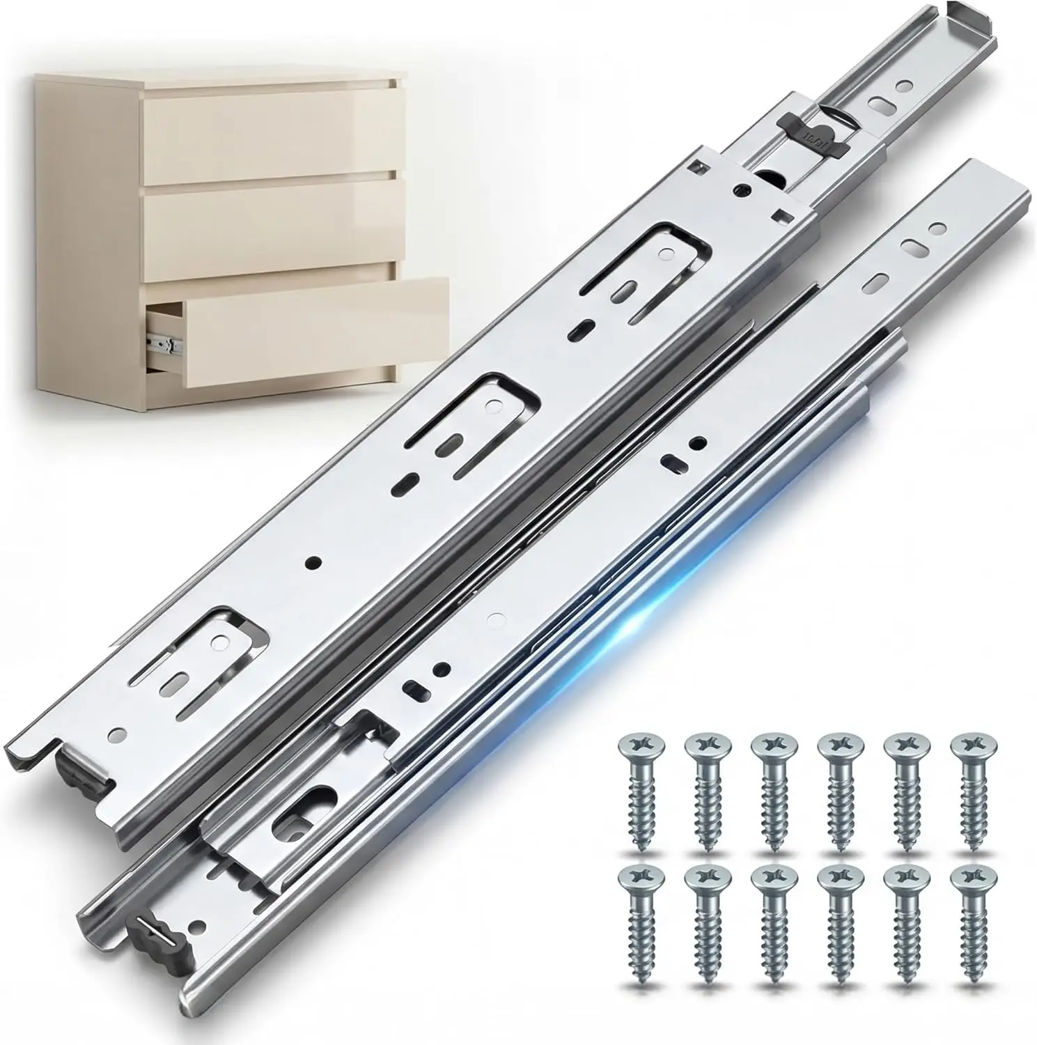 

16 Inch Drawer Slides 6 Pairs (12pcs) Side Mount Rails - Heavy Duty Full Extension Ball Bearing – Drawer Slide Glides for Cabine