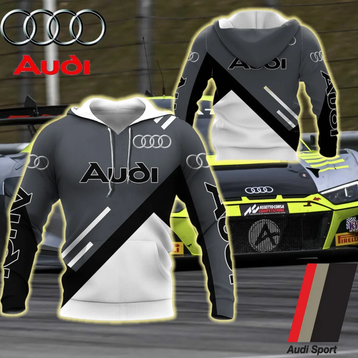 

Осенне-зимняя новая белая толстовка для взрослых Audi с принтом, дышащая и удобная персонализированная уличная толстовка в стиле хип-хоп MOTO