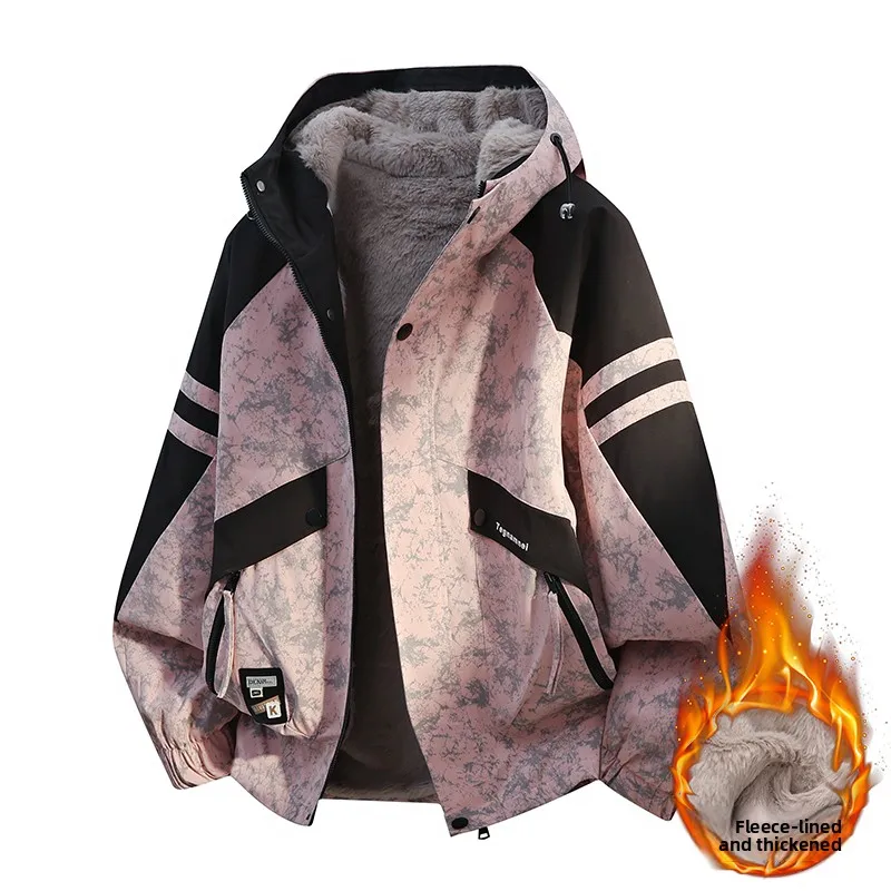 

Casual Hooded Men's Jackets Versatile Fashionable Spring Autumn Workwear Style Polyester Fiber Long Sleeve Straight Hem Design