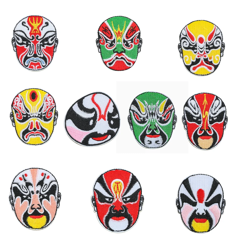 

Peking Opera Face Set Embroidery Patch Chinese Style Label Self-Adhesive Patch DIY Jacket Clothing Hat Badge Accessories