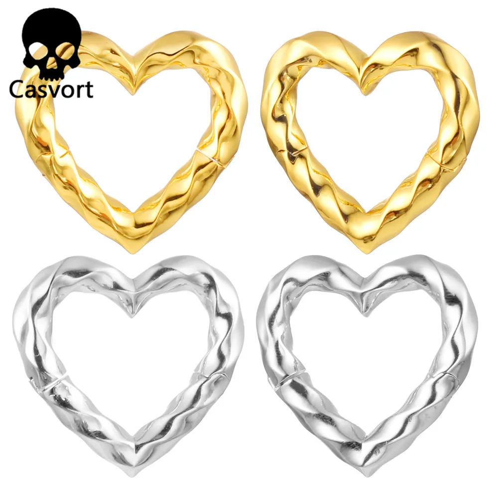 

Casvort 2 PCS Peach Vortex Heart Ear Weights Hangers Ear Gauges Plug 316 Stainless Steel Piercing Women Wedding Body Jewelry