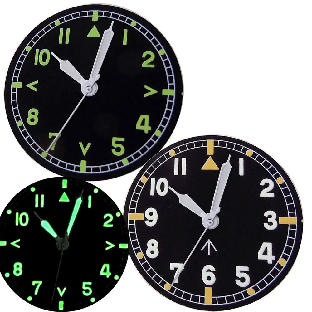 29MM Black Dial Luminous Dial Green marks For Pilot MOD Dial NH35A 2824 movement