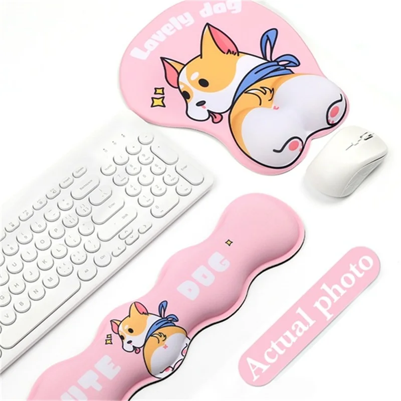 โฟมจำรูปคีย์บอร์ด Rest Mouse Pad Ergonomic MousePads สนับสนุนชุดน่ารักสุนัขรูปแบบน้ำหนักเบาขายร้อน2023