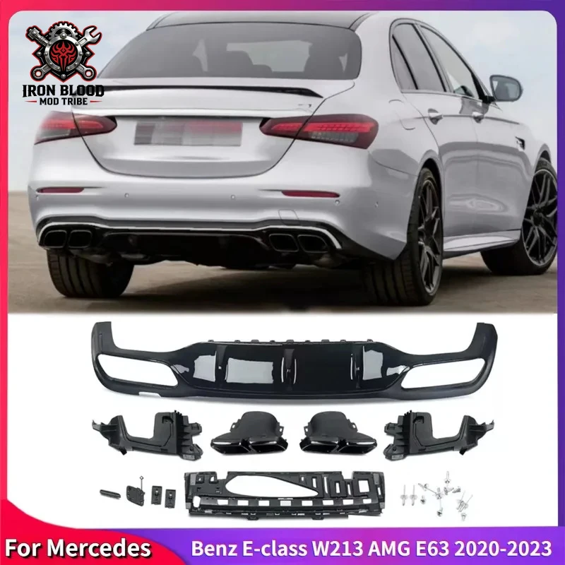 Suitable for Mercedes-Benz E-class W213 AMG E63 Style Carbon Rear Bumper Diffuser with Exhaust Tips Auto Accessories Kits