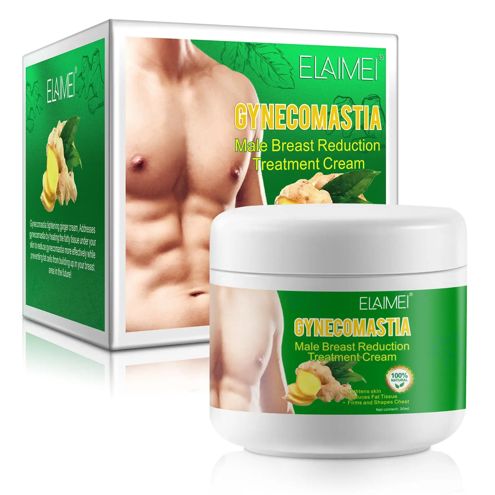 Natural Plant Men\'s Breast Firming Massage Cream Burn Muscle Gynecomastia Reduce Shaping Body Creams Chest Fat Chest Tightening